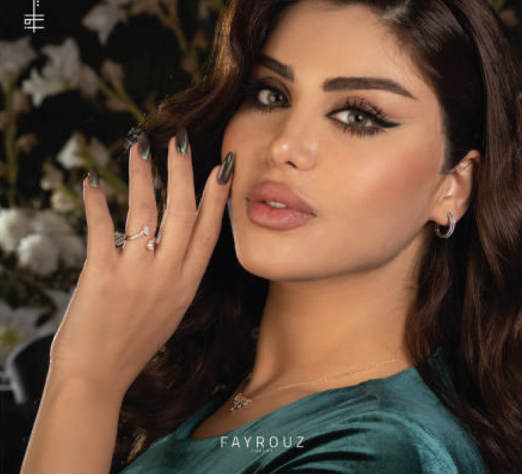 Model close-up with rings and necklace
