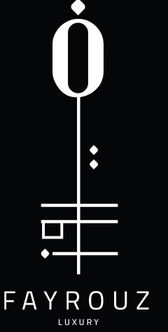Fayrouz Luxury key mark and wordmark, white on black