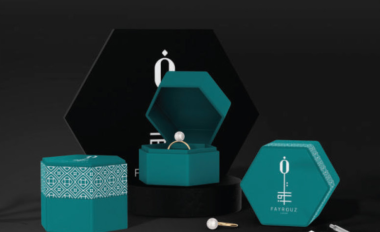 Teal hexagonal ring boxes