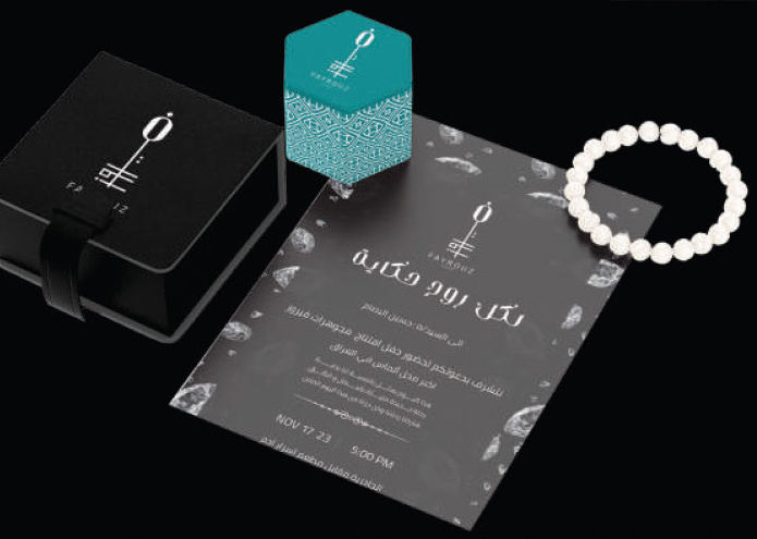 Gift box, invitation card and pearl bracelet